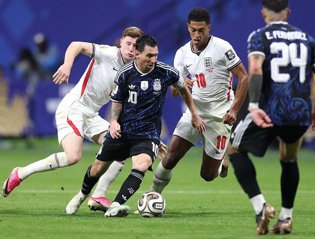 Lionel Messi az Anglia elleni 2026-os világbajnoki elődöntőben. 